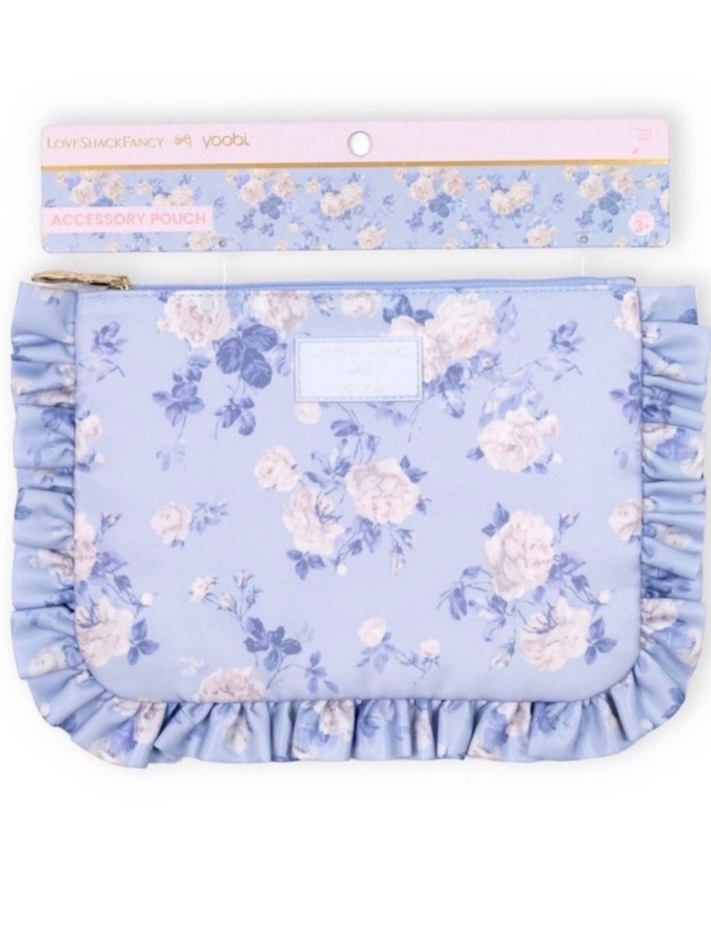 Blue Floral Ruffled Accessory Pouch & Pink Stapler Gift Set - Picture 9 of 11